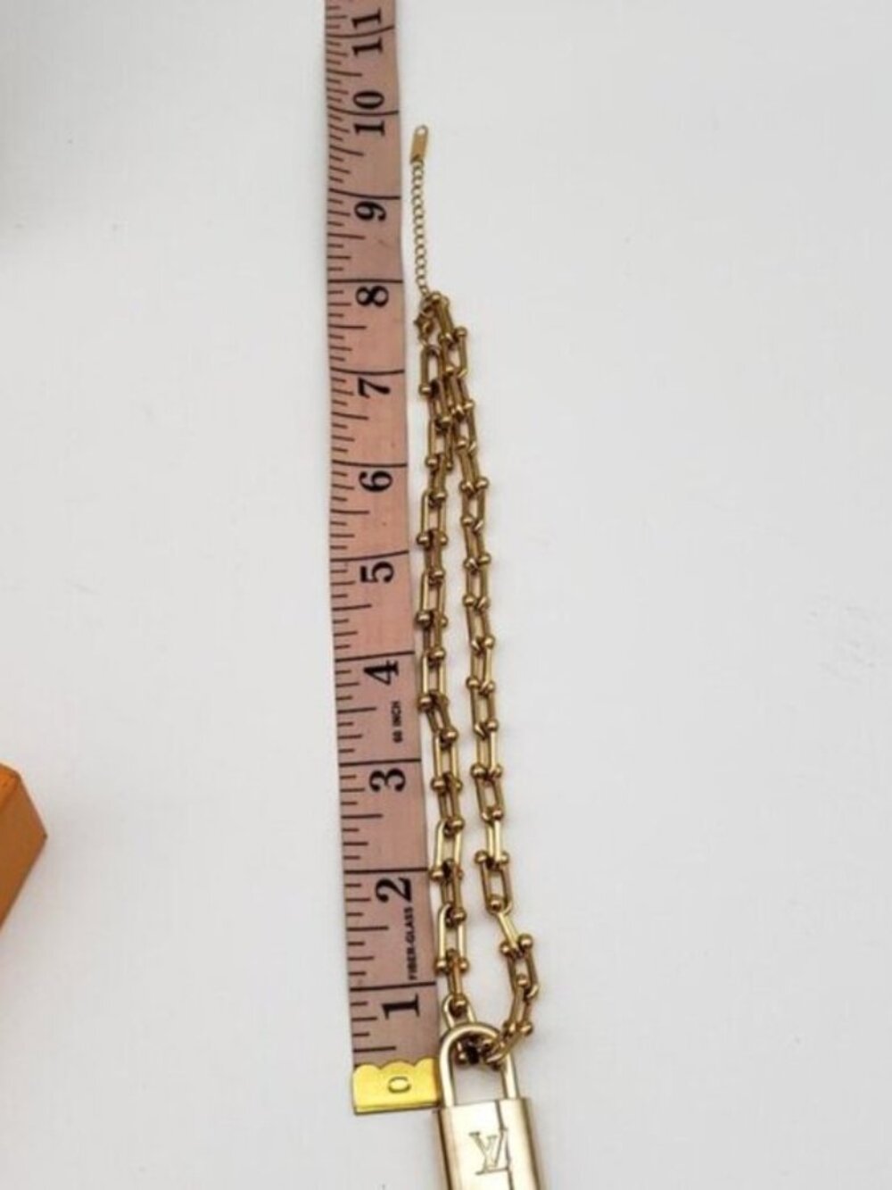 Authentic Louis Vuitton Gold Lock w/ Unbranded Horse Shoe Stainless Steel Chain - Picture 6 of 11